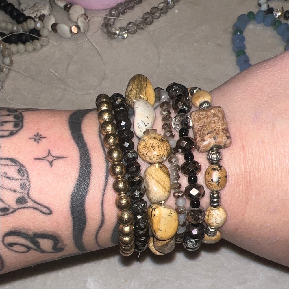 Bohemian Multi-Layered Stone Bracelet Set